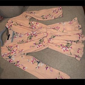 Apricot floral romper